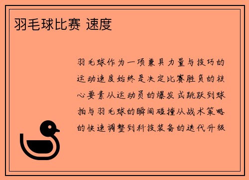 羽毛球比赛 速度